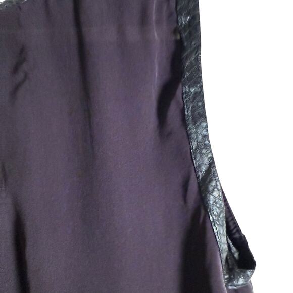 A.L.C. Plum Purple Silk Snakeskin Leather Trim Sleeveless Tank Top Size Small - Picture 6 of 9